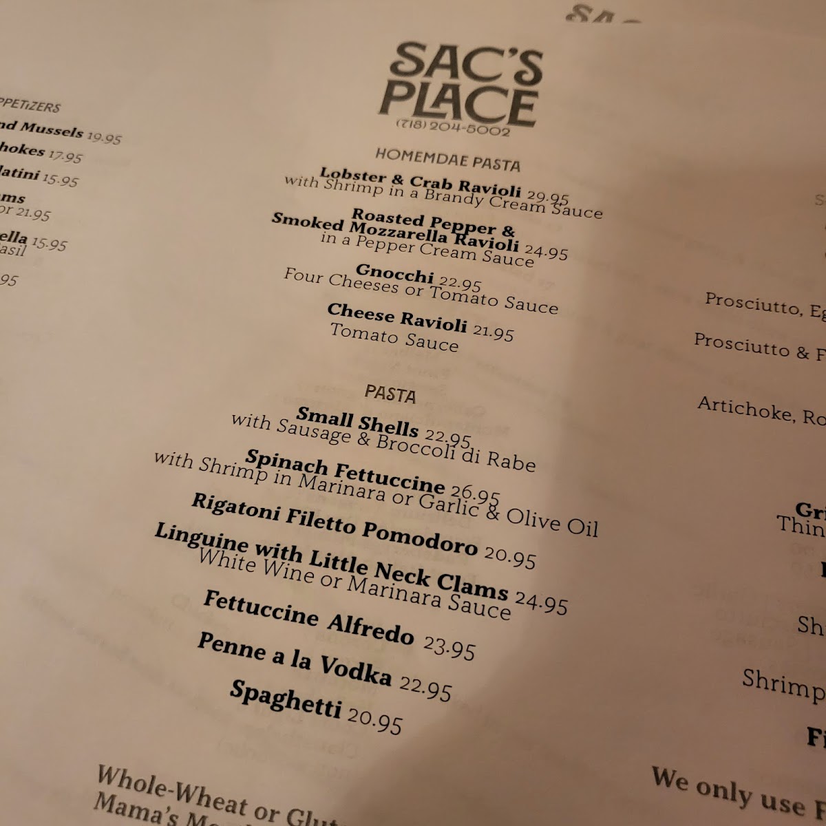 Menu Sac's Place-7